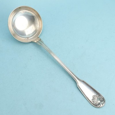 Christofle Silverplate 11 1/8'' Soup Ladle Fiddle Thread & Shell (CTF84) Empire