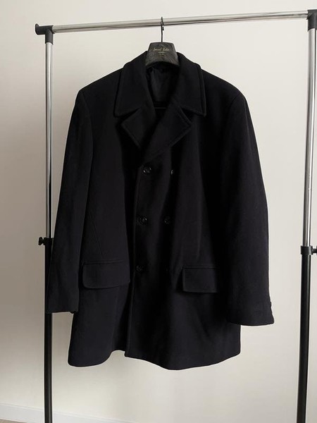 Men St. Michael Coat Black Wool XL