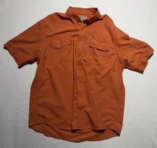 Duluth Trading Co Coolmax Short Sleeve Shirt Orange Button Front 2XL Tall