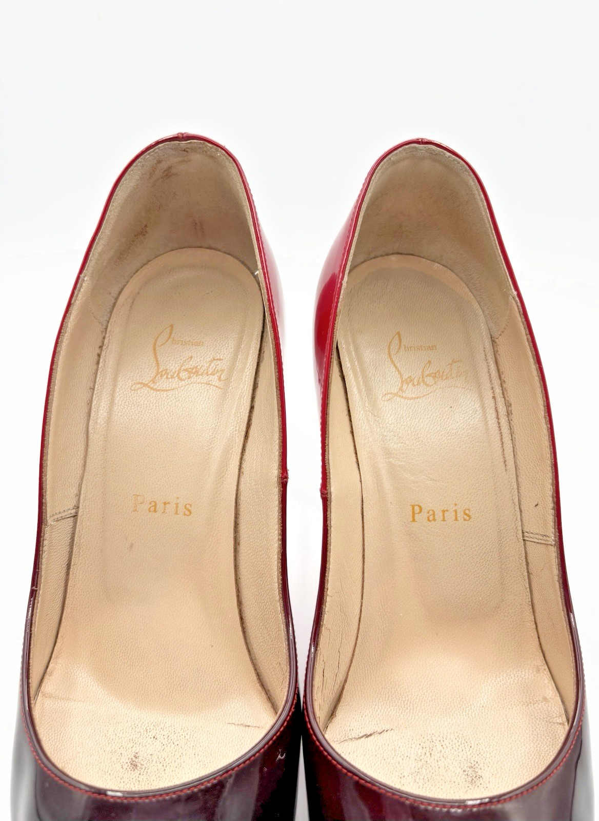Christian Louboutin Red/Black Ombre Patent Leather Very Prive Pumps Sz EU 37