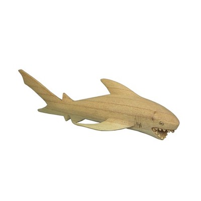 12 Inch Hand Carved Shark Wooden Sculpture Decorative Figurine Beach Home Decor