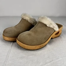 Skechers Somethin’ Else Leather Faux Fur lined Clogs Women’s Size 8