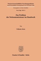 Das Problem Der Nettoumsatzsteuer Im Handwerk. Wilhelm Mette