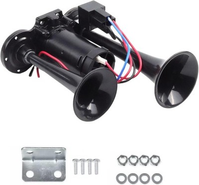 Haokixin 12V 600Db Upgrade Super Loud Dual Electric Black Train Horns For