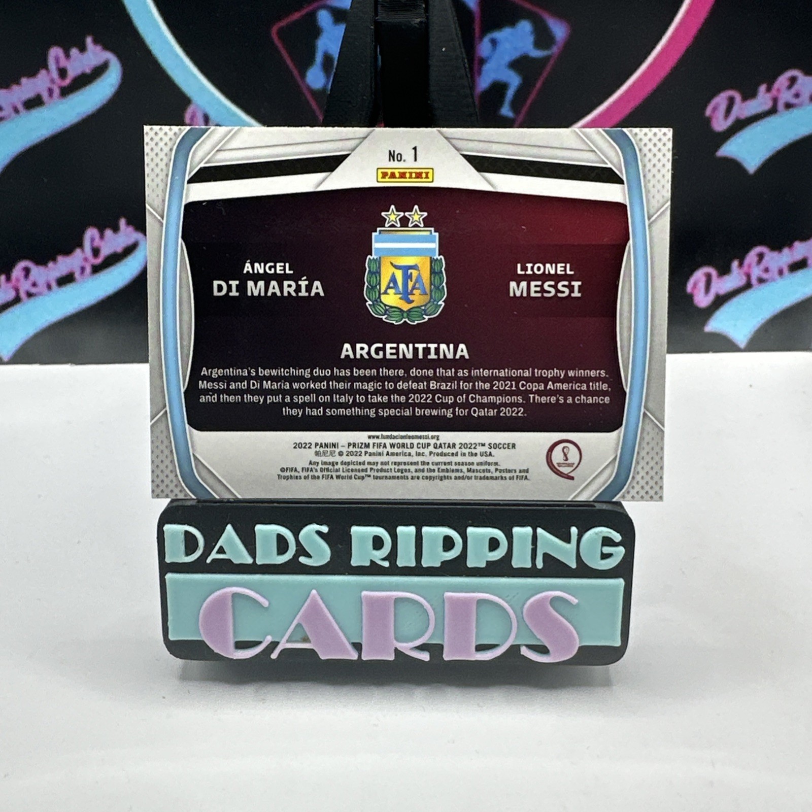 2022 Panini Prizm World Cup Qatar - Connections Lionel Messi, Angel Di Maria #1 view 5