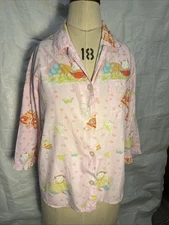 Nick & Nora Women XL Baby Geisha Pajama Top Shirt Button Up Pink