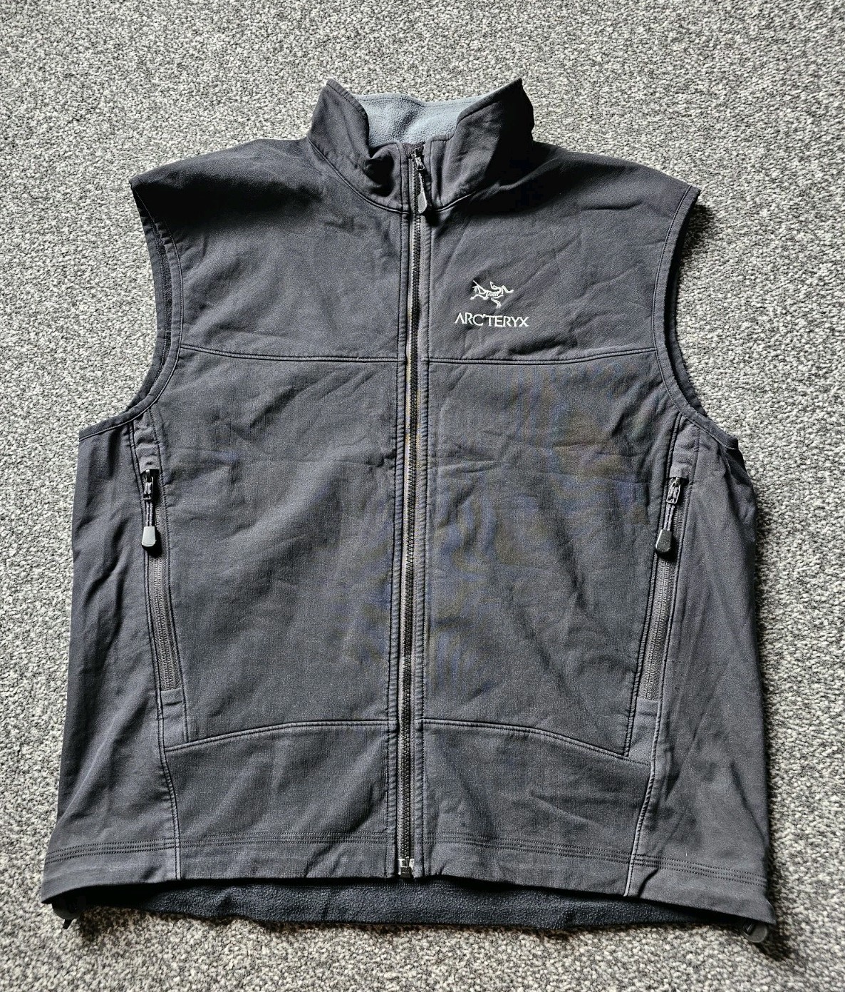 ARC'TERYX Arcteryx Atom Softshell Gilet Uomo GRANDE Nero Elasticizzato Logo Pile Senza Maniche