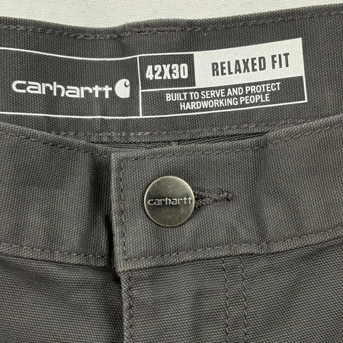 Carhartt Mens 42x30 Relaxed Fit Rugged Flex Canvas Work Pants Gray Trade Jobs - Picture 4 of 11