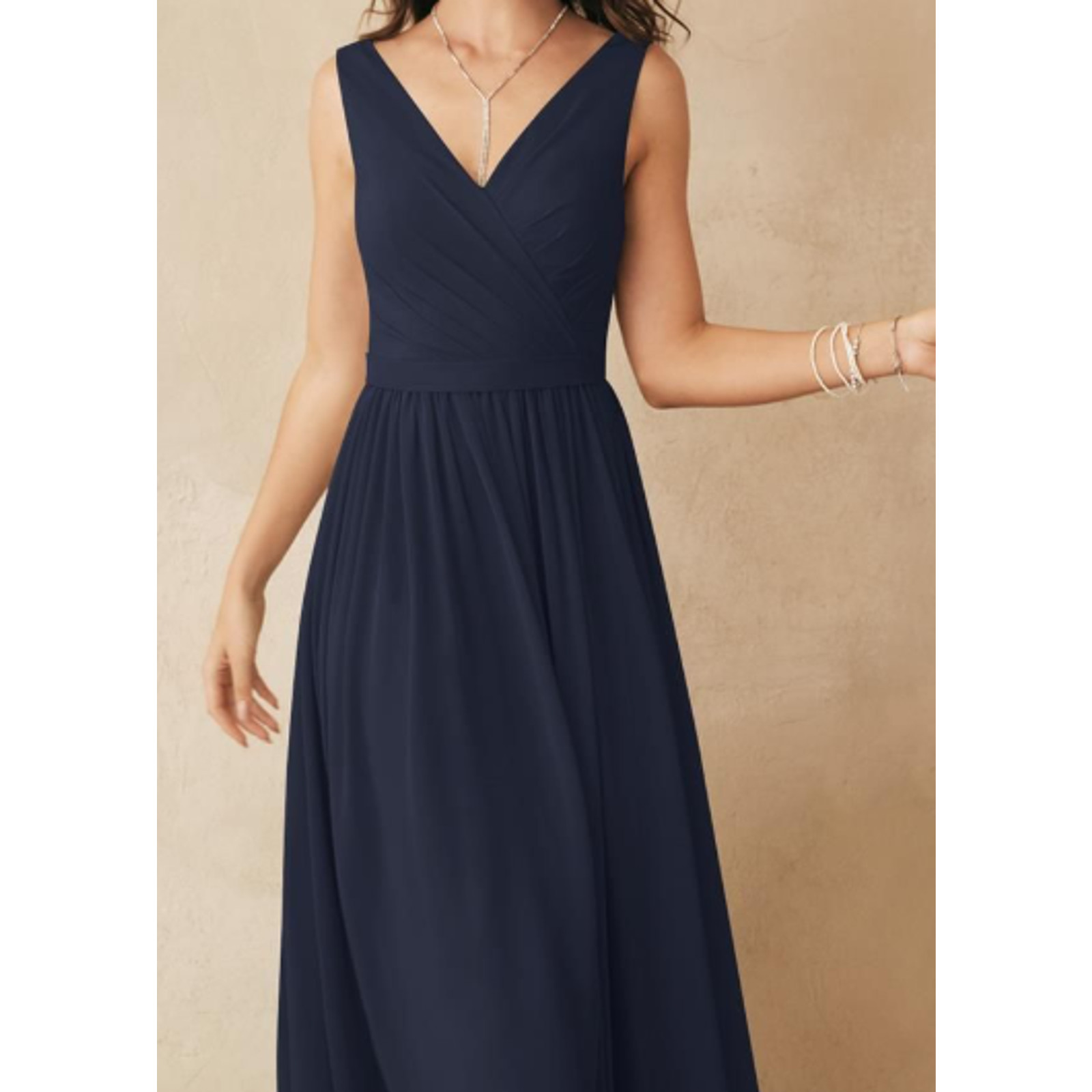 AW BRIDAL 10 L navy blue Gwyneth wedding bridesmaid party maxi dress new 0B17