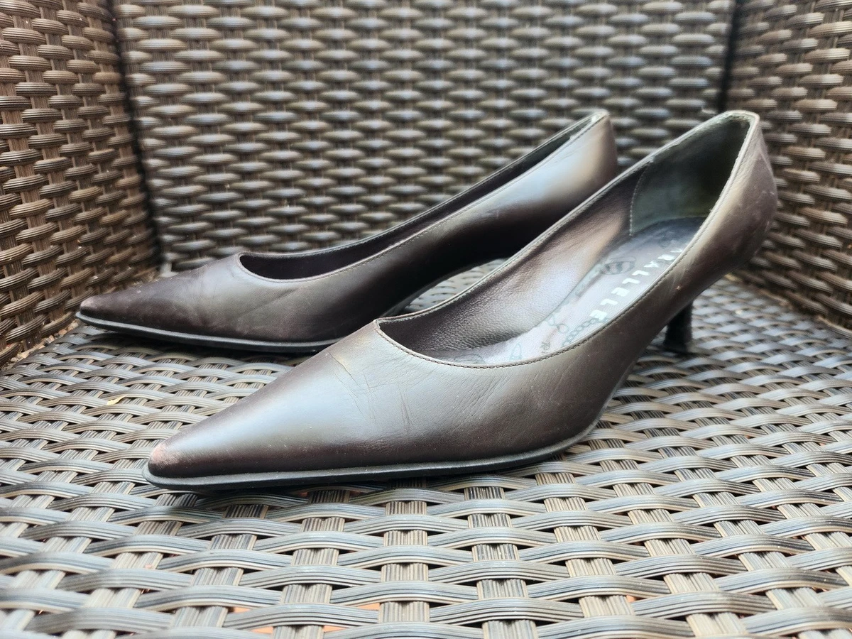 Escarpins Ouverts ESSOR Cuir Marron Clair - Taille 36 - Très Bon état