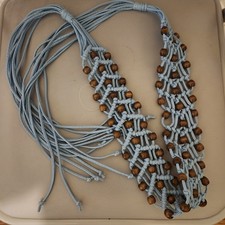Handcrafted Beaded Braided Belt Tassel Detail Blue Boho Festival Y2K Hippie