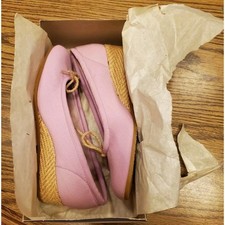 New Vintage Tic-Tac-Toes Womens Canvas Wedge Shoes Size 7.5M Judy Lilac Pink