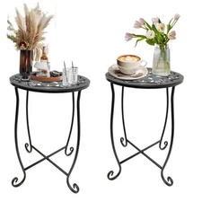 Fashion&cool Outdoor Side Tables for Small Space, 2 Pack Patio Side Table, 