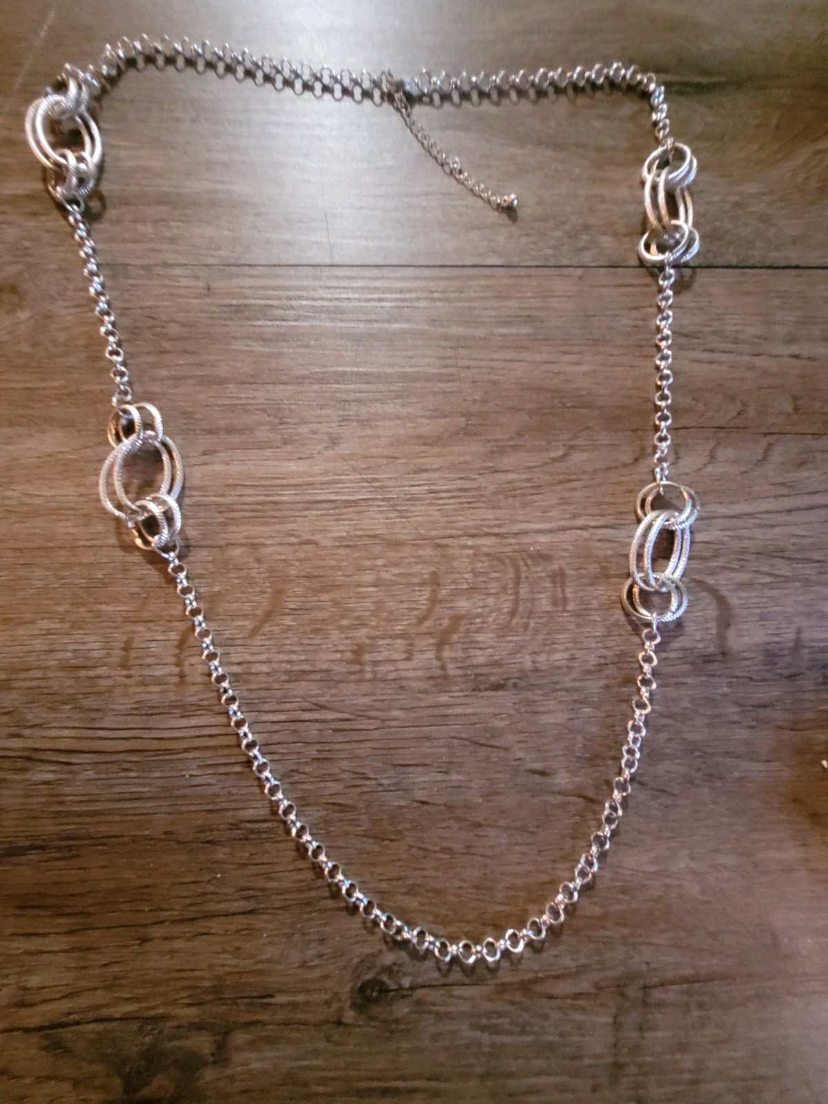 Silver Tone Stationed Necklace Stackable Layer Ne… - image 1