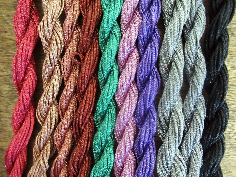 10 skeins VTG LALAME METALLIC THREADS NP XS EMBROIDERY smooth braids 10 yds each - Image 2 of 2