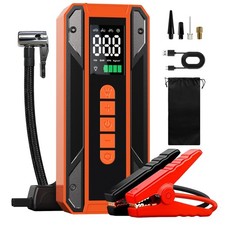 12v Portable Car Jump Starter 150psi Air Compressor Lcd Flashlight