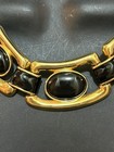 Necklace Enamel Black Lucite Cabochon Chunky Collar Goldtone Statement Fashion  — photo 6