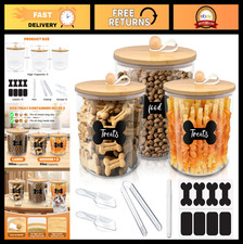 Airtight Dog Treat Containers - 3 Pack with Bamboo Lids, Scoops  Labels - Pet F