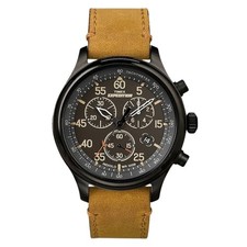 Timex Men Expedition Leather Indiglo Brown Watch Chronograph Date TW4B12300 WR