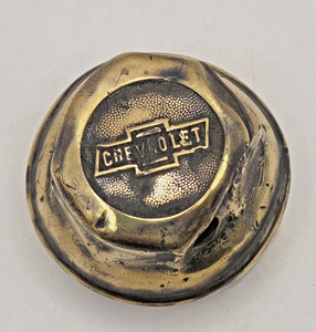 Vintage Chevrolet Threaded Wheel Hub Grease Cap, Dust Cover, Brass