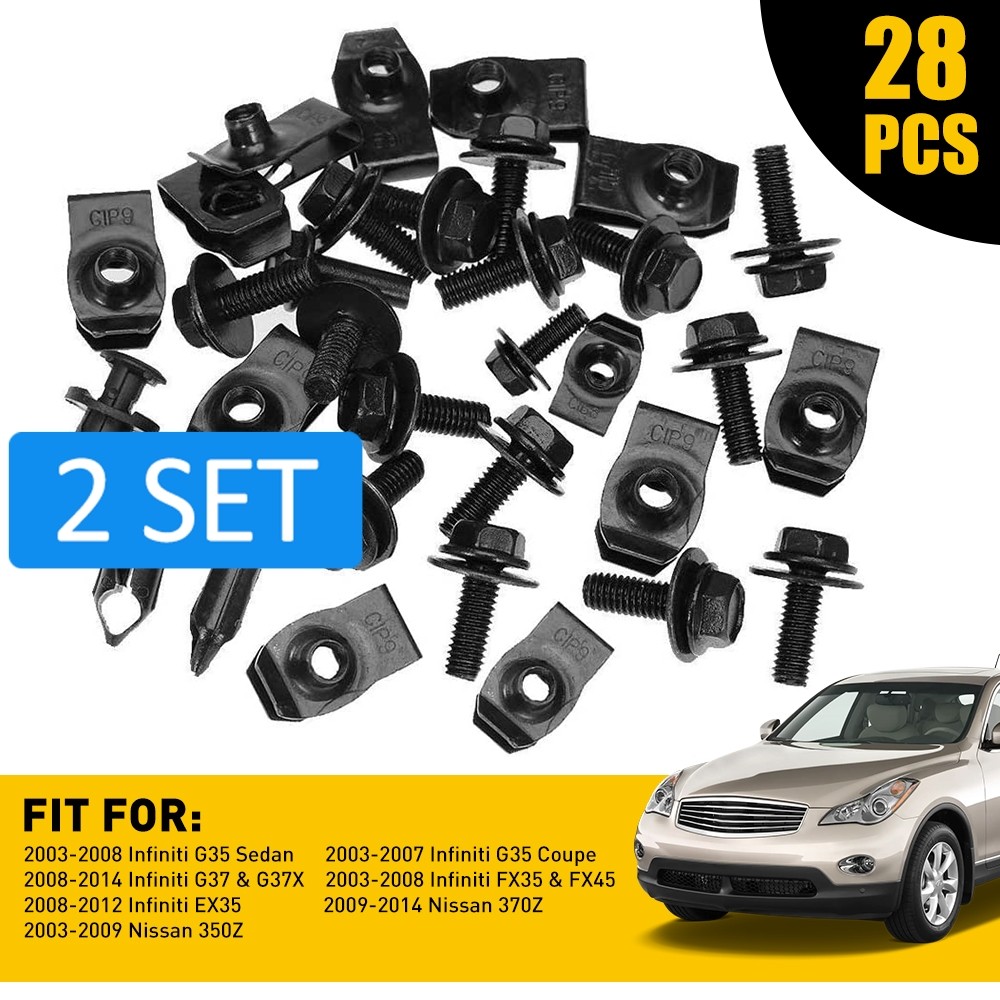 56X Under Engine Cover Clips Underbody Mudguard Shield Screws Bolt Nut Clip Kit