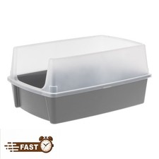 XXL Open-Top Cat Litter Box with High Sides, Easy to Clean for Big Cats, Gray