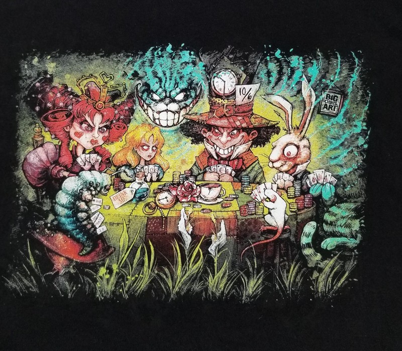 Big Chris Art T-Shirt GDA Get Down Art Psychedelic Alice Black Cotton NEW Md
