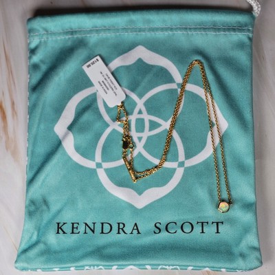 Kendra Scott Davie 18k Gold Vermeil Anhänger Halskette weißer Kyocera Opal Neu mit Etikett