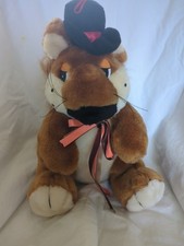 Vintage Loin Plush Toy With Orange Brown Black Ribbon With Bowler Hat 30cm
