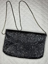 Neiman Marcus Vintage Black All Over Beaded Purse With Snake Chain Strap