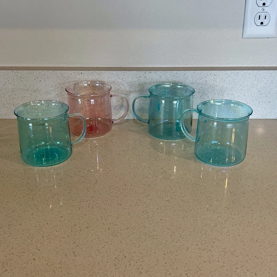 Set Of 4 Iridescent Coffee Mugs, Opalescent Camping Mugs, 3 Blue, 1 Pink, New - Image 3 of 3