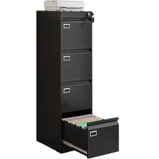 Locking 4 Drawer File Cabinet with Lock, Vertical Filing Cabinet for Home Office