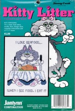 Kitty Litter, Seafood, cross stitch kit  frame - Janlynn  Stoney Creek KL09