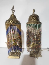 1920’s Egyptian Revival Camel Boudoir Lamp with Beaded Shade