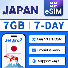 Japan eSIM - 7GB High-Speed, 7 Day Docomo JetSim nTravel eSIM