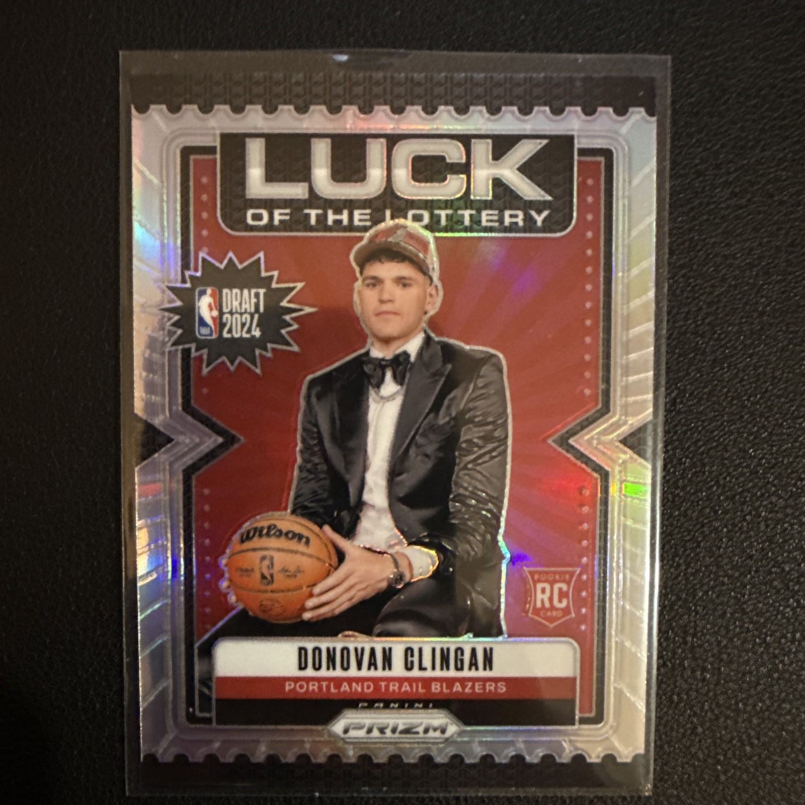 Donovan Clingan 2024-25 Panini Prizm Luck of the Lottery Silver Prizm #9 Blazers