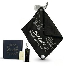 Magnetic Golf Towel for Bag, N52 Strong Magnet, 24" x 16" Dual-Sided Black