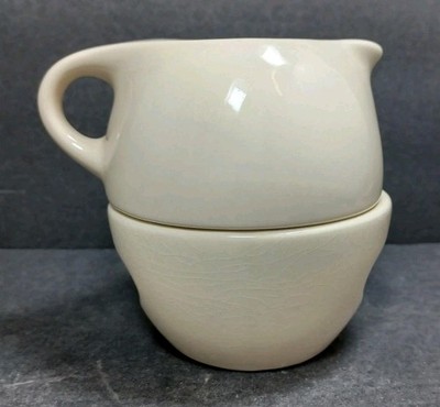 Russel Wright American Modern by Oneida Stacking Cream and Sugar Linen/ Cream