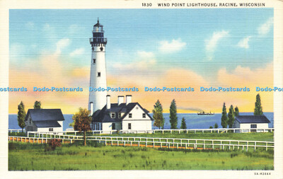 R597409 1830 Wind Point Leuchtturm Racine Wisconsin E A Bishop C T Art Colortone