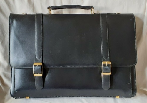 EQUATOR LONDON BLACK LEATHER SATCHEL 
