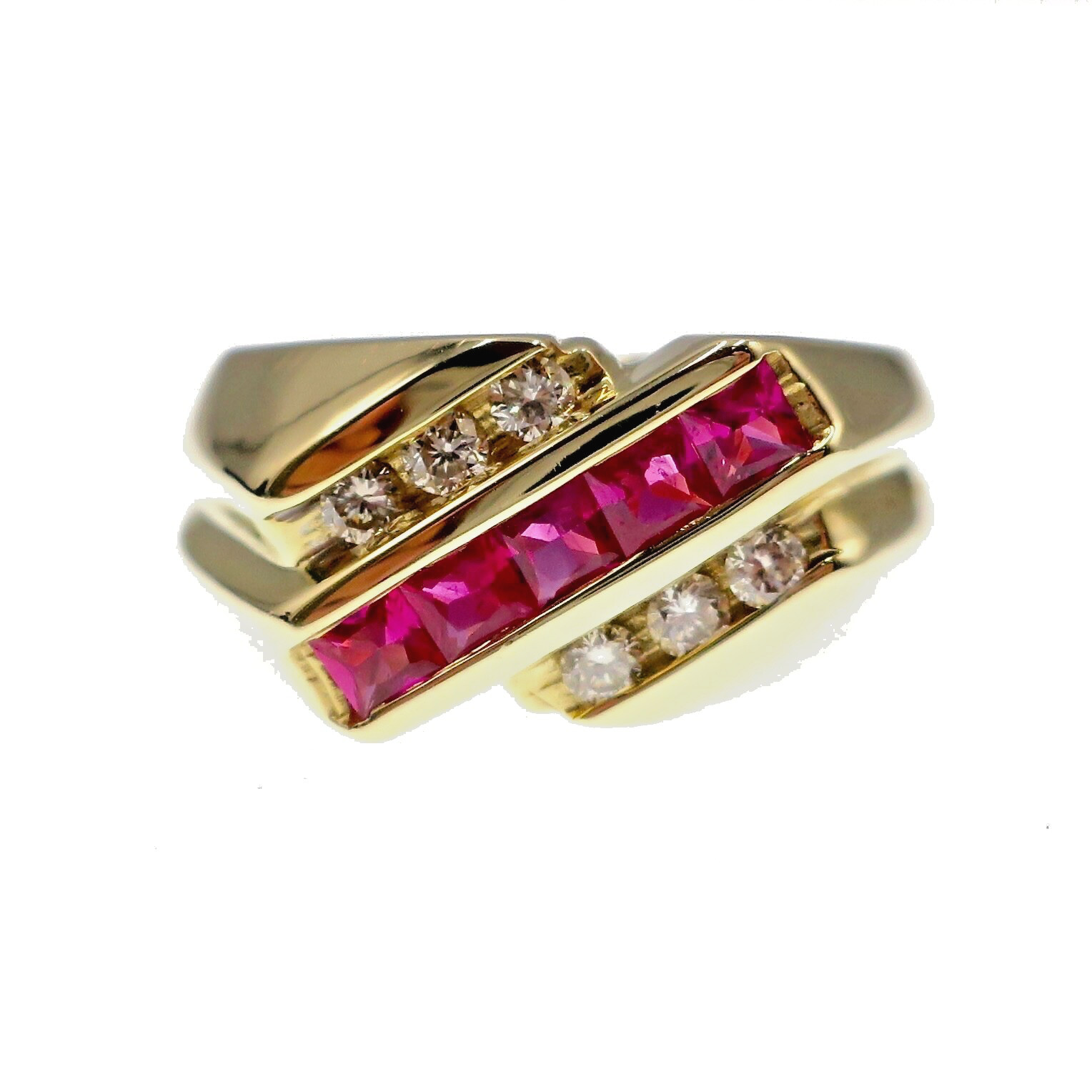 Classic 14k Solid Yellow Gold Natural Ruby and Di… - image 6