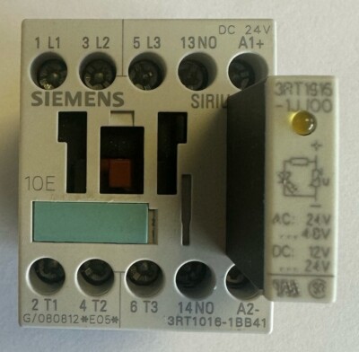 Siemens SIRIUS Leistungsschütz / 4kW / 24V DC /  3RT1016-1BB41 / 3RT1916-1JJ00