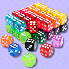 50 Pieces Colored Dice 6 Sided Dice for Board Games 14mm Bulk Dice for Math L