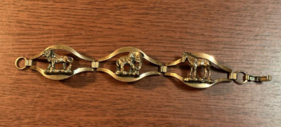 Vintage AFRICAN ZOO ANIMALS 3-Piece Copper Bracelet 7''