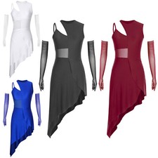Womens Dancewear Skate Dresses Cha-cha Dress Club Latin Figure Rhinestone Prom