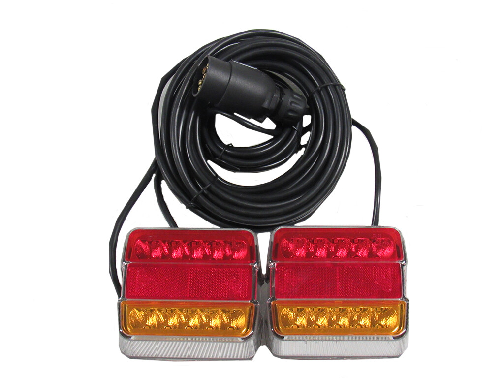 Magnetic LED Rear Trailer Lights 7.5M Cable (4 Function Tail Lamps Towing)
