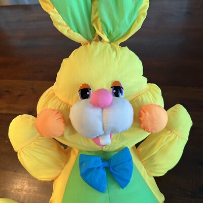 Vintage 1990's DanDee Puffalump Style Bunny Rabbit 18” Plush! Neon