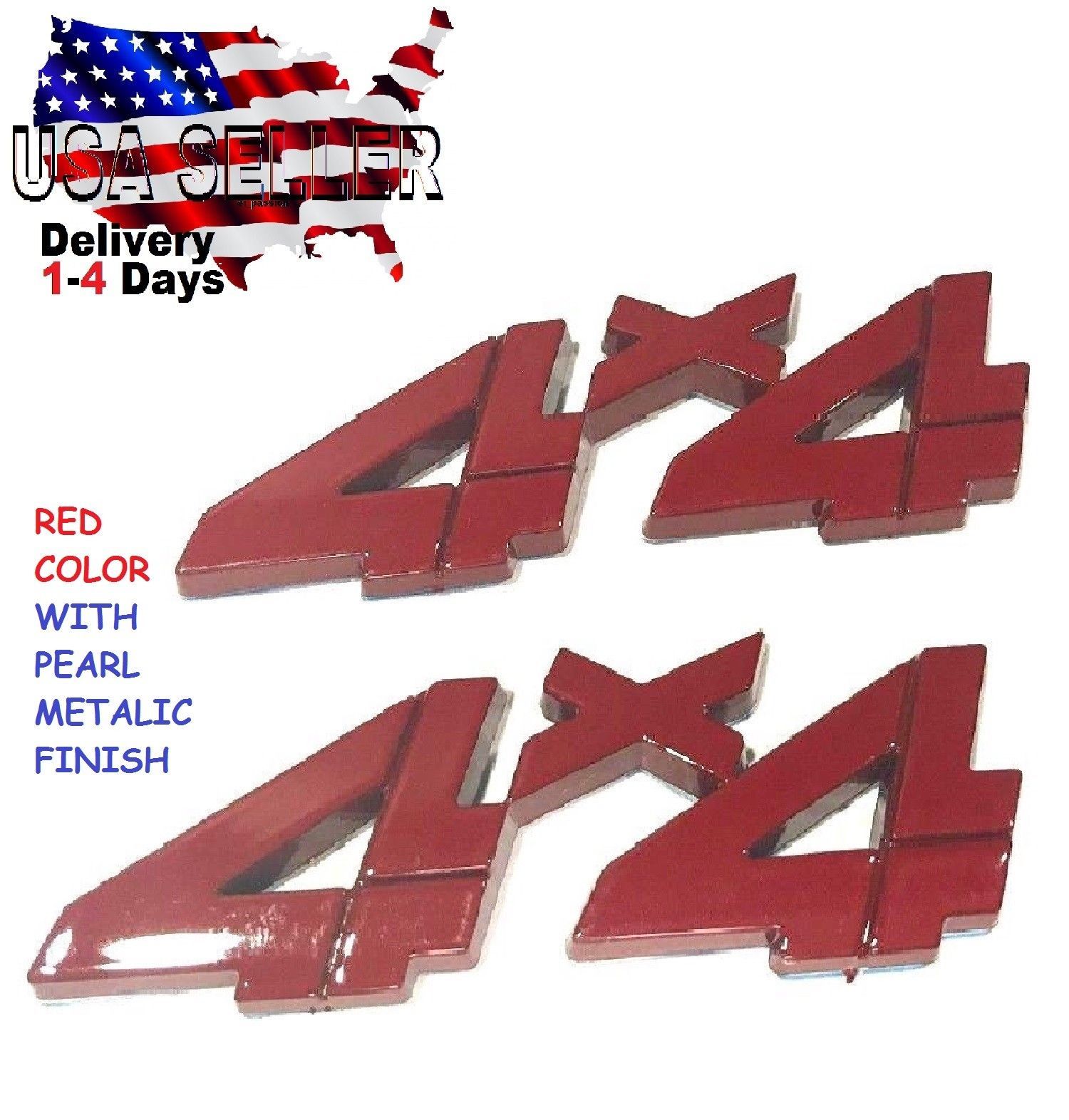 2 Pieces RED 4 X 4 EMBLEM 4X4 car INTERNATIONAL letters HARVESTER TRUCK Logo