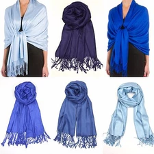 Navy Royal Blue Pashmina Scarf Shawl Evening Wedding Bridesmaid Wrap Cover Up