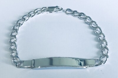 Sterling Silber Panzerkette ID Identität Armband 7'' Neu 8,8 Gramm Massiv 925